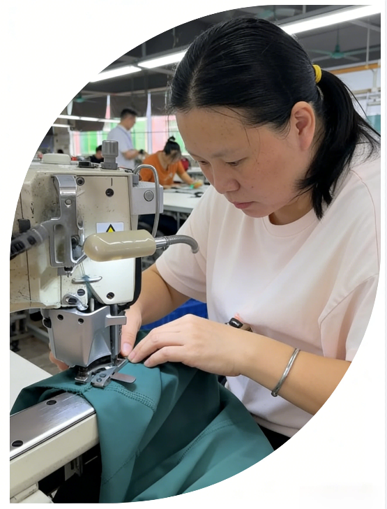 Artisan crafting leather bag